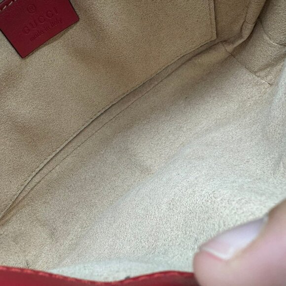 Gucci Red Quilted Leather GG Marmont Matelasse Mini Bag 799-071125 - Picture 14 of 16